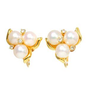 Akoya Pearl Diamond 0.06/0.06ct Earrings Clip on 18K YG 750 90273533